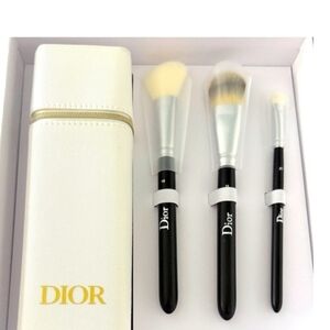 Dior Black and Silver Makeup Brush Set with White Case